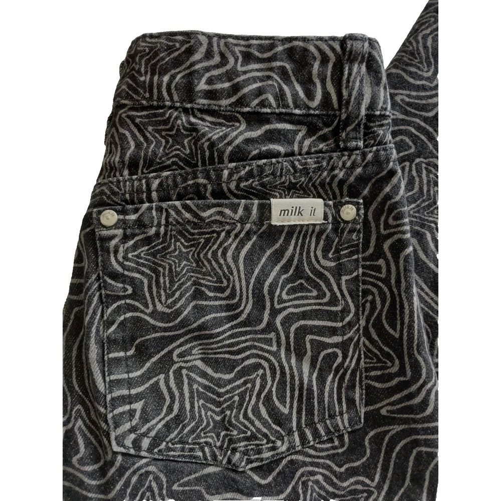 Milk It Funky Black & White Button Front Denim Jeans Women's Size 26 X 29 - Picture 5 of 12